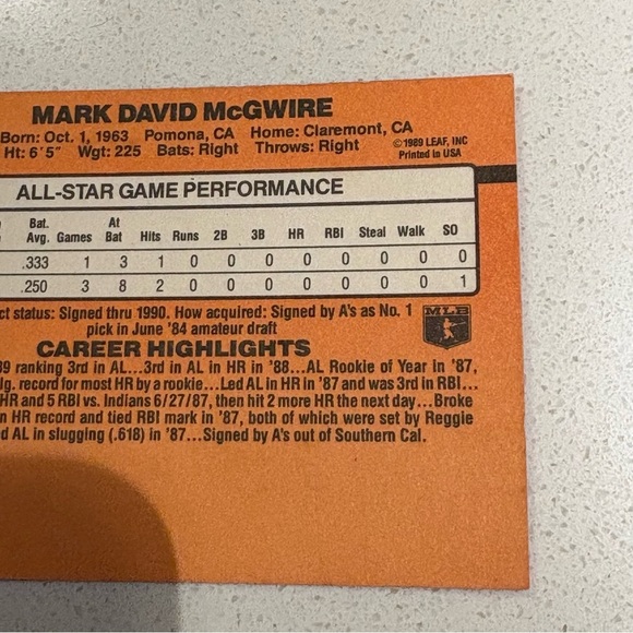 Donruss 90 Barry Bonds and Mark McGwire Baseball Cards - Picture 9 of 15